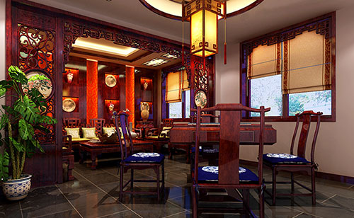 阳谷古典中式风格茶楼包间设计装修效果图